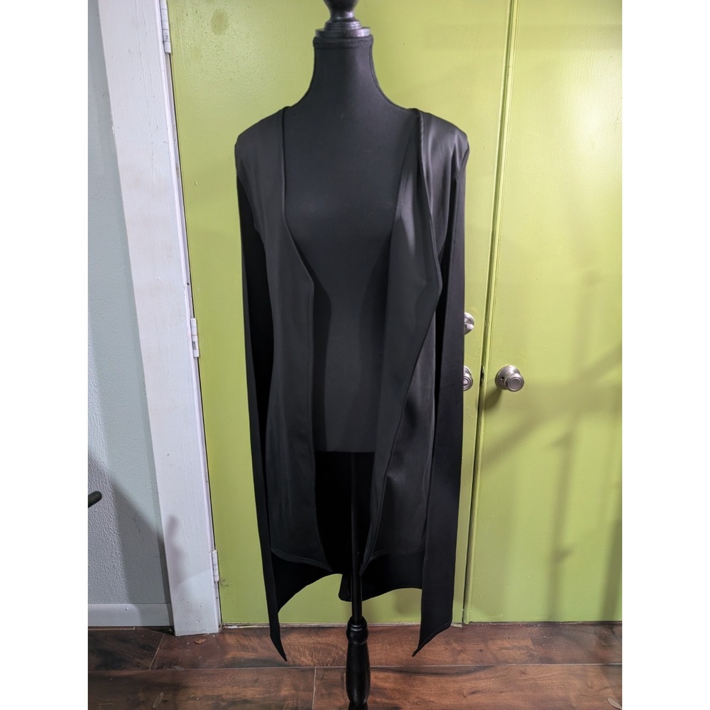 Black Open Front Cape Cardigan Women's Small Draped Goth Minimalist Duster‎